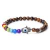 6mm 7 Chakra Beads Bracelets Lucky Evil Eye Hand Of Fatima Women Men Natural Lava Stone Agates Bracelet & Bangle Prayer Jewelry