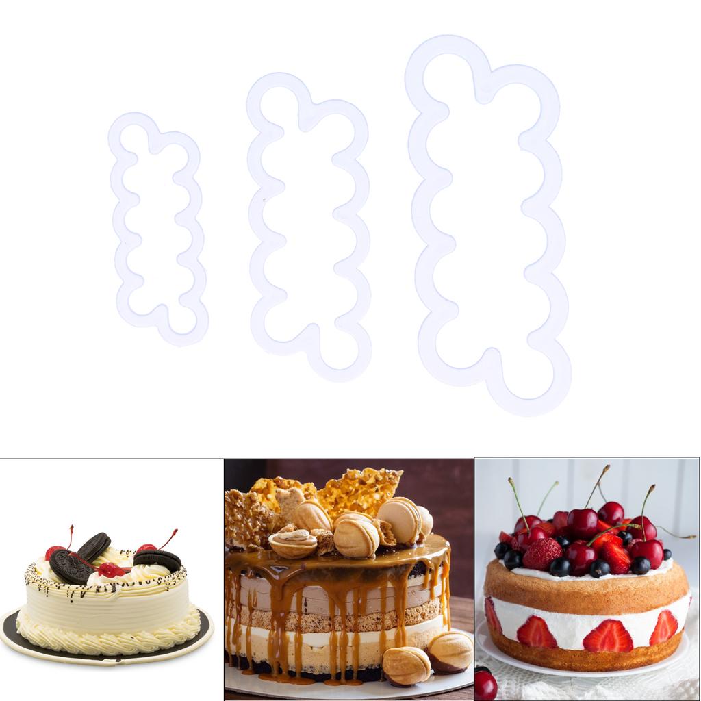 3Pcs Rose Flower Cutter Maker DIY Fondant Cake Decorating Mold Baking Accessories