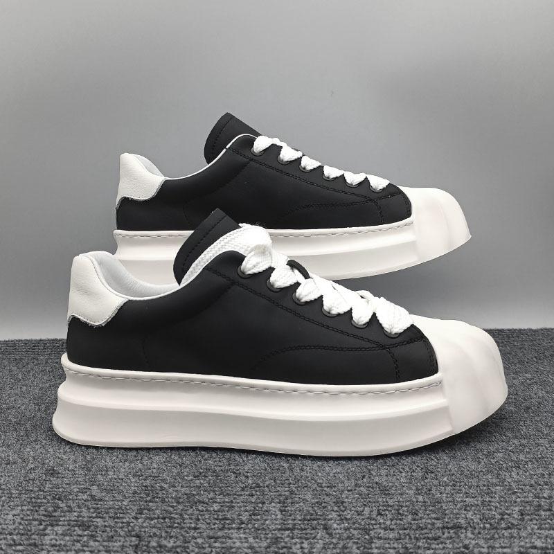 Tenisky Ležérní Muži Pravá kůže Bílé Boty Móda Hovězí kůže Vyšší výška Zvýšená Plochá platforma Skořápka Špička Boty