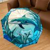 1PC Dolphin Stained Glass Automatic Open/Close Umbrella with Windproof, 8-Rib Sturdy Canopy, Durable Ribs, Fashionable Design,1248A