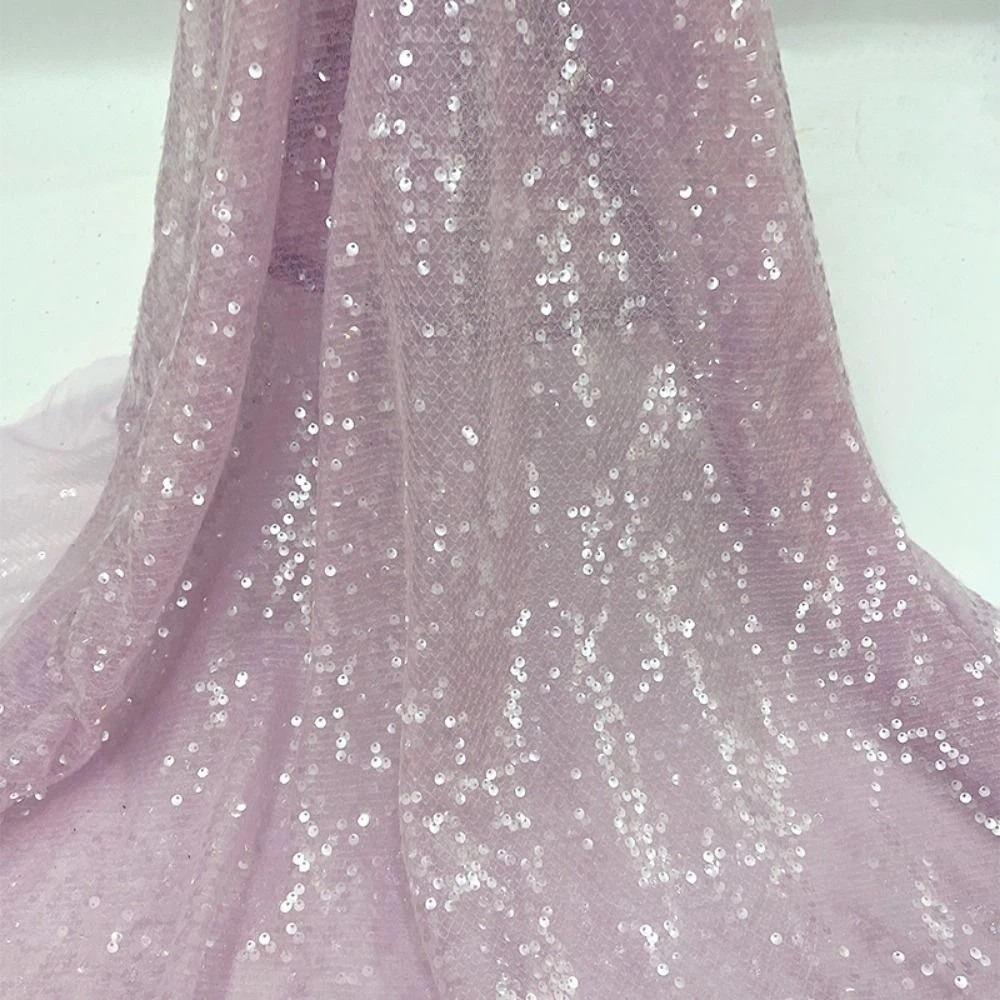 DIY 5mm Dense Glitter Fabric Sequin Embroidered Mesh Sparkle Fabric Bead Lace Material Stage Costumes