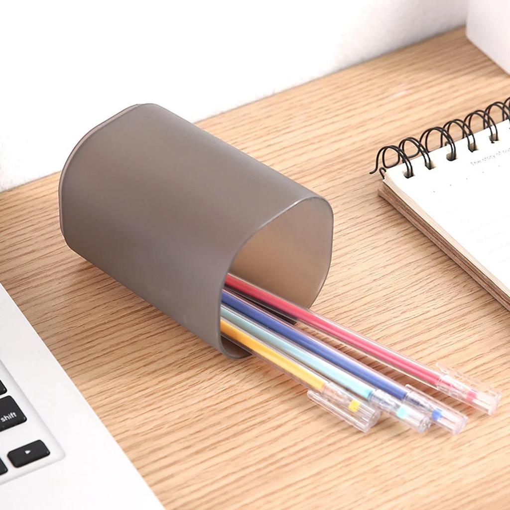 1pc - Simple Transparent Pen Holder Creative Plastic Matte Pen Holder Stationery Office Desktop Storage Pen Holder