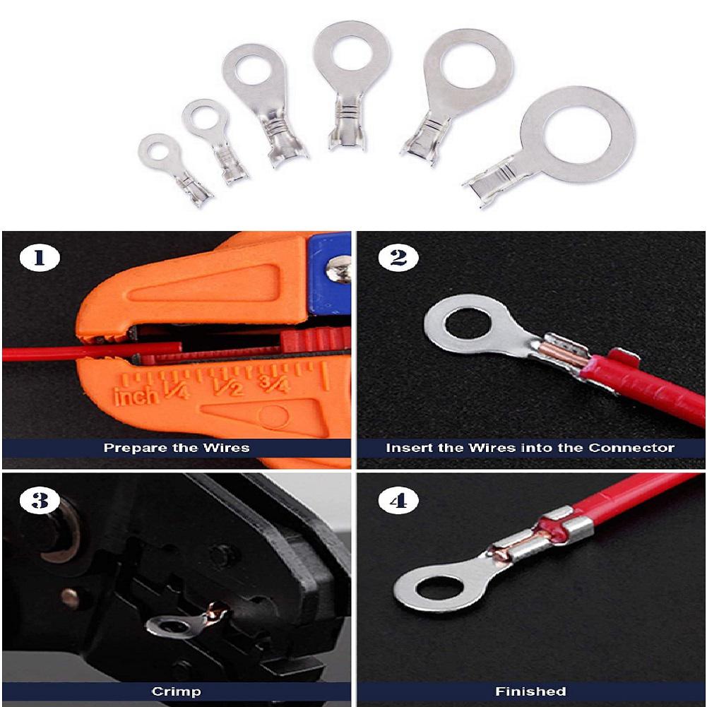 Electrical Wire Copper Ring Lugs 150 Pieces Crimp Terminals for Secure Connections in Industrial and Control Systems