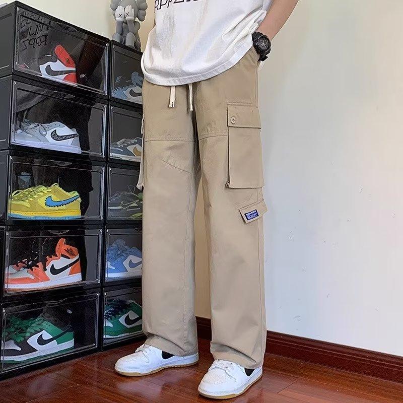 Overalls men's autumn new Hong Kong style ins trendy brand multi-pocket casual pants fashionable handsome loose straight trousers