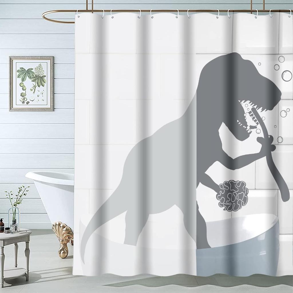 Funny Lovely Dinosaur Elephant Shower Curtain Cute Animal Take Bath Waterproof Fabric Bathroom Curtain with Hooks Home Decor