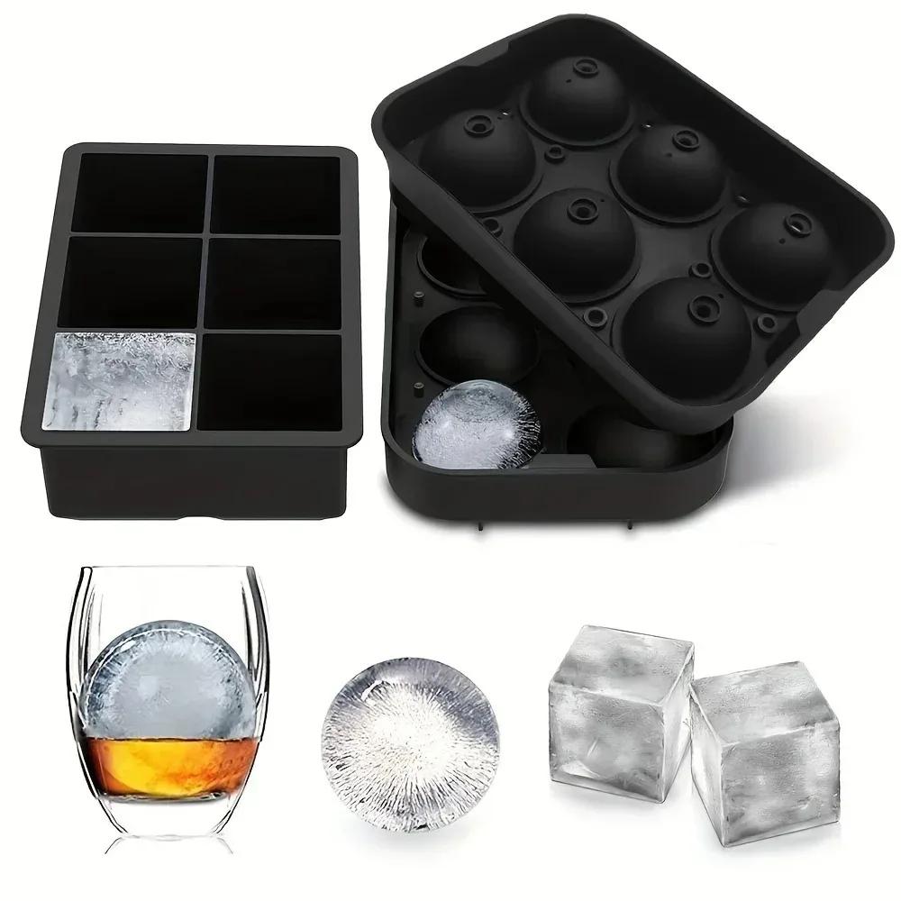 1pc Ice Cube Trays Silicone Cube Molds for Freezer with Lid Reusable Whiskey Mold Ball Diamond Ice Mold  Barware Tools