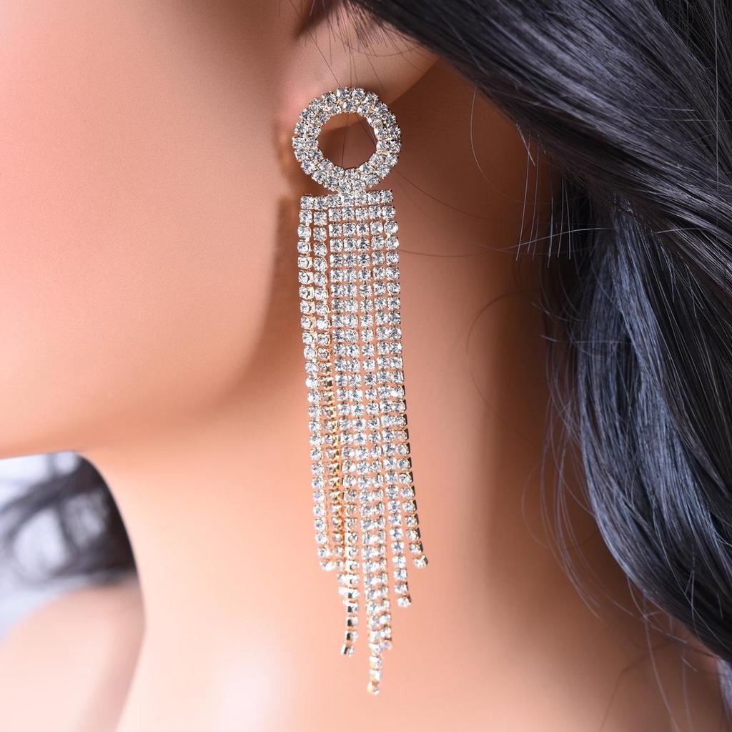 Luxury Rhinestone Tassel Earrings - Elegant Slimming Stylish Design