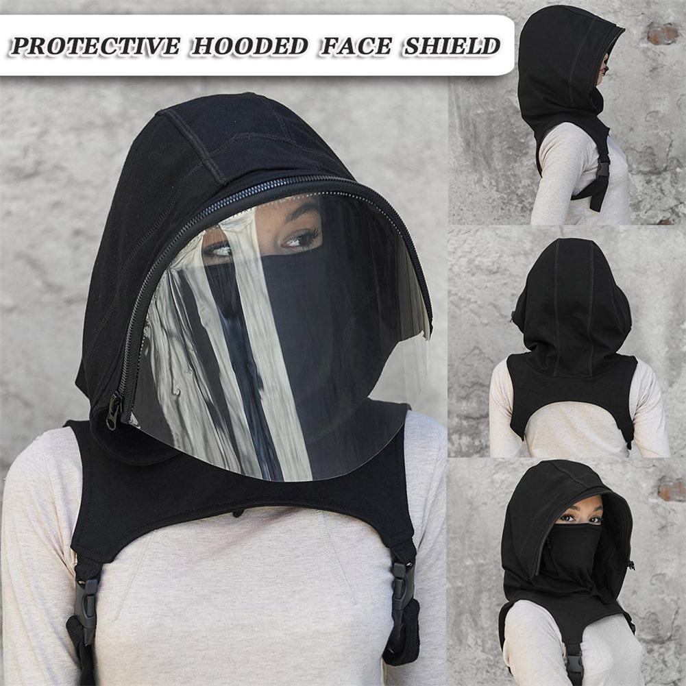 

Protective Hooded Face Shield Breathable Detachable Dustproof And Anti-droplets Hood Snug Fit Go To An Event Party Give Gifts чёрный