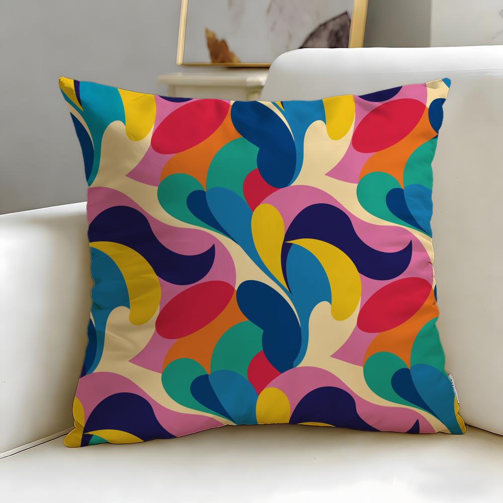 Art Theme Abstract Colorful Pattern Cushion Cover Soft EasyWash Pillow Case Versatile for Couch Bed Travel and Office