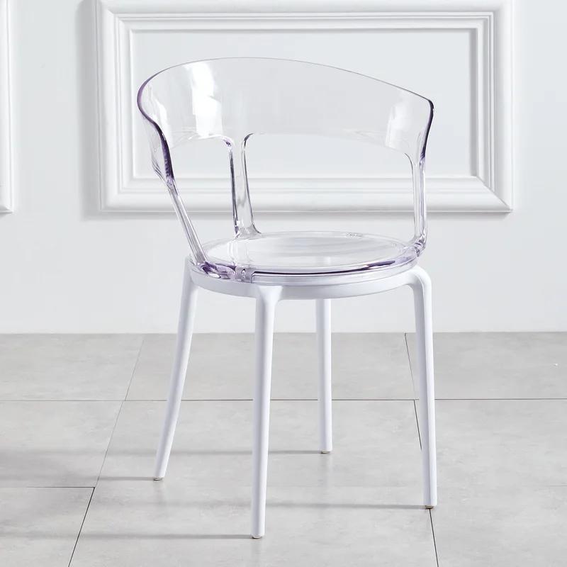 Transparent Dining Chairs for Kitchen Furniture Crystal Colorful Backrest Acrylic Makeup Chair Simple Apartment Plastic Chair