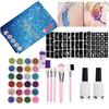 Large Set For Glitter Tattoos Nail Coloring Patterns Colors