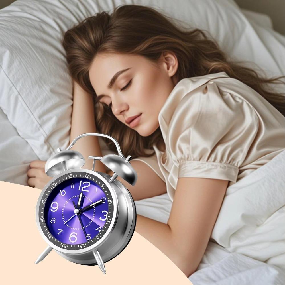 Metal Frame Bedroom Alarm Clock with Night Light Loud Alarm Clock Twin Bell Alarm Clock Desktop