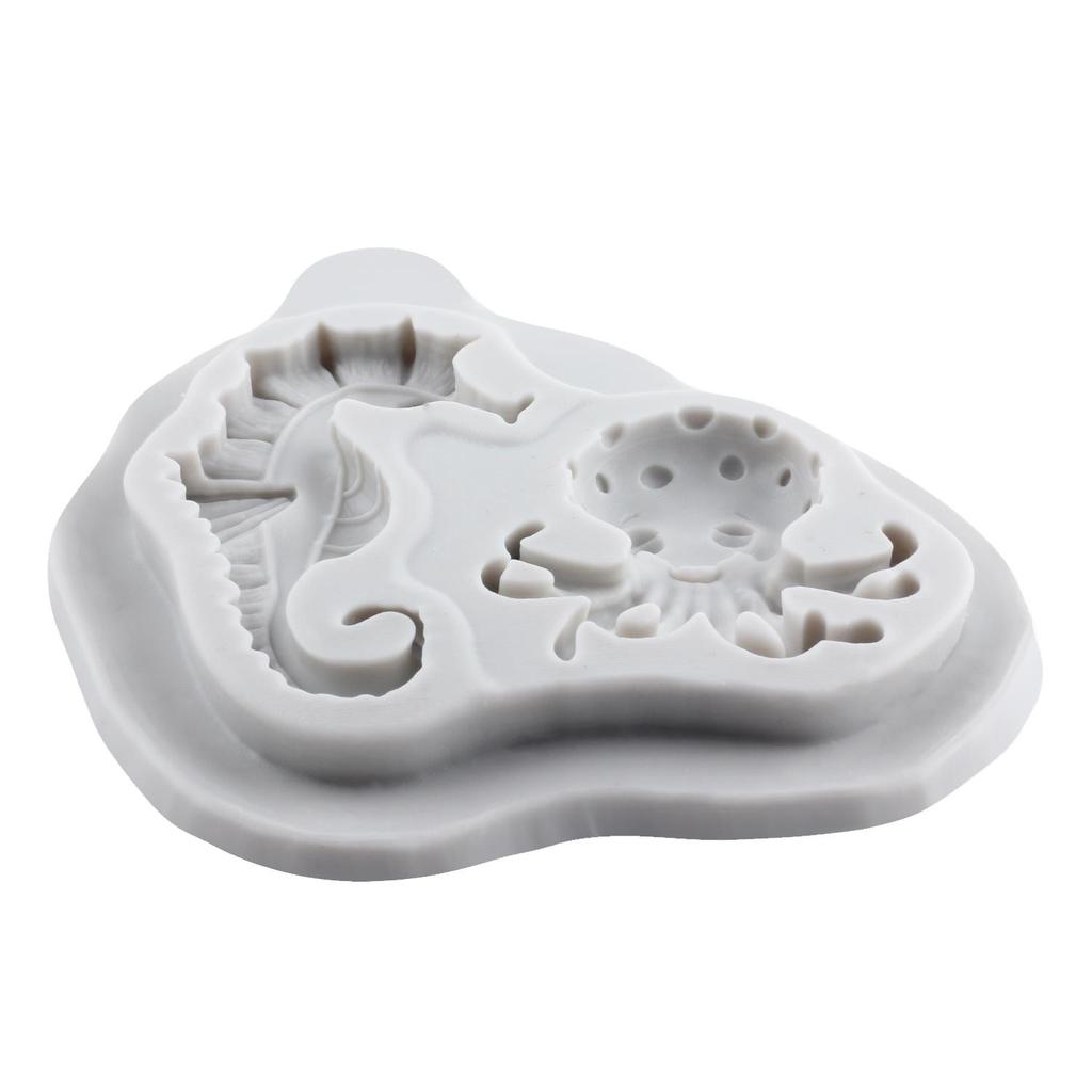 Mermaid Dolphin Silicone Mold Fish Turtle Crab Octopus Seahorse Molds Cake Decorating Tools Cupcake Topper Candy Resin Clay Chocolate Gumpaste Mold
