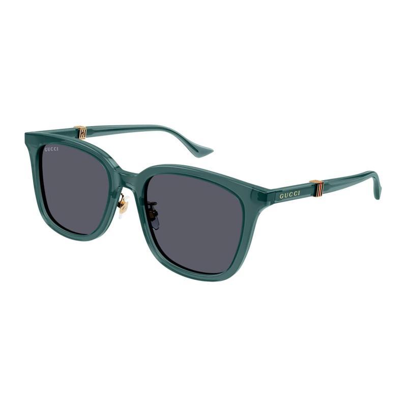 GUCCI Temple Logo Embellishment Acetate Square Sunglasses Men's Green
