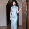 Blue national style new Chinese sleeveless Suzhou long cheongsam improved young 1011 new women's high sense summer