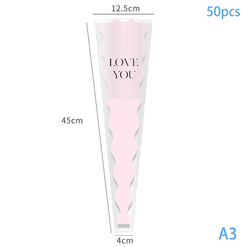 50pcs Mermaid Wavy Pattern Flower Bouquet Gift Cellophane Bag Wrapping Paper Bag Valentine's Day Mother's Day Single Rose Bags