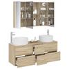 Bathroom Furniture Set 4 pcs Sonoma Oak Engineered Wood and Glass