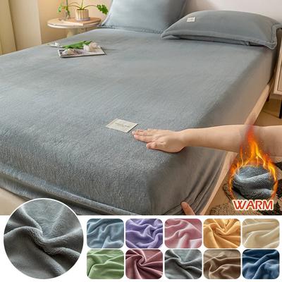 2025 Velvet Thermal Mattress Cover, Plush Fabric Sheets For Winter, Bed Cover, Bed Sheets Set For Single Double King Queen Bed 160x200