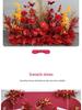Red Theme Wedding Decoration Set: T-stage, Welcome Area, Ground Row, Aisle, and Flowers in Chinese Style.