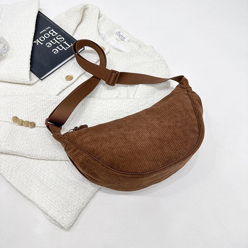 

Retro Versatile Corduroy Crossbody Dumpling Bag for Men and Women коричневый