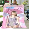Hot Pop Female Diva Singer Pattern Blanket Flannel Thin Blanket Portable Home Travel Office Lunch Break Blanket Birthday Gift