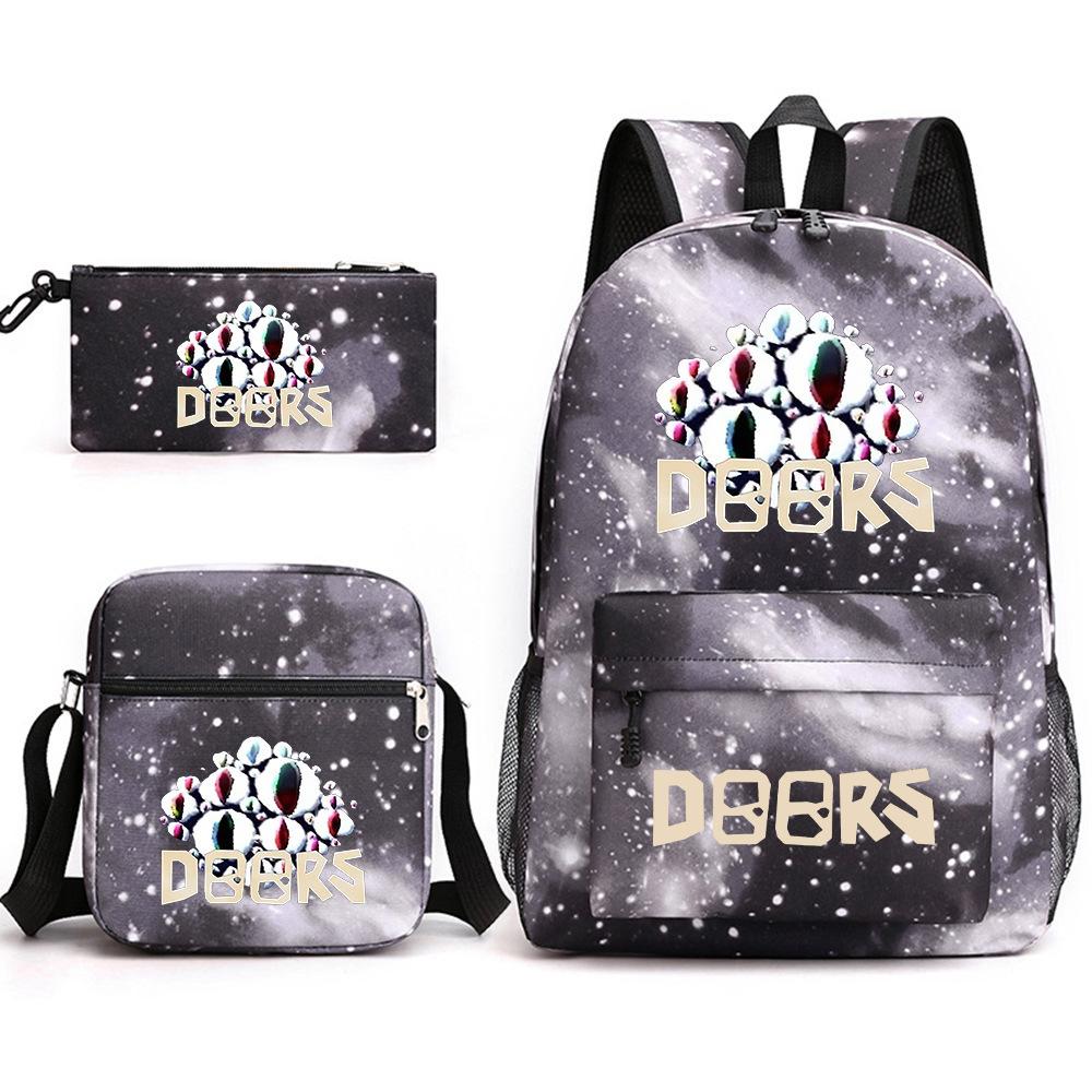 X Three-piece Schoolbag Printed Breathable Practical Backpack Large Capacity Oxford Bag