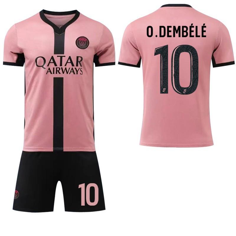 

2024-25 Paris Second Away Game Pink No. 7 Mbabpe 10 Dembele 30 Football Jersey Set #XS