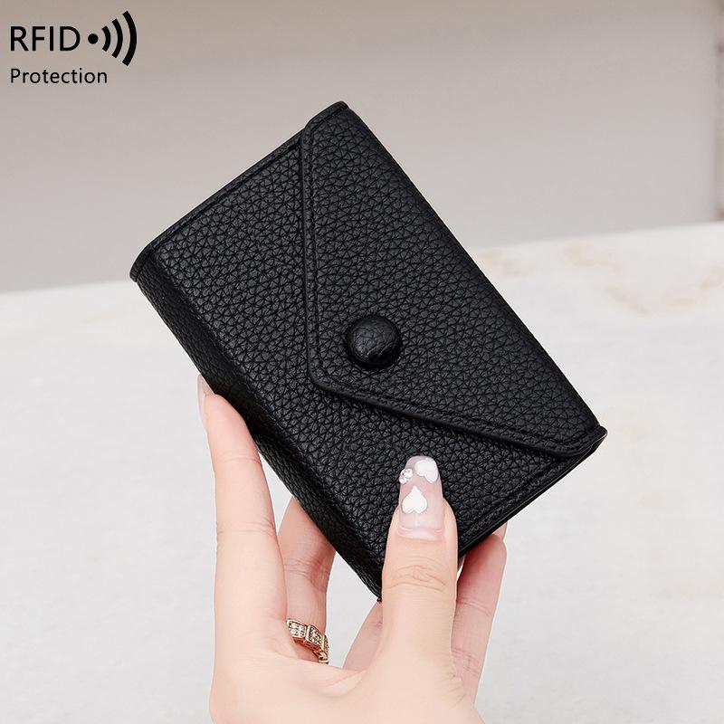 Lightweight Portable Lychee Pattern Small Card Holder for Women - RFID Protected, Anti-Theft Accordion Design, 2023 Edition.