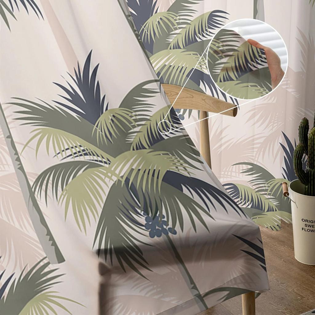Coconut Tree Sommar Seaside Tyll Gardiner Vardagsrum Kök Chiffong Gardin Sovrum Balkong Skin gardin Mode Heminredning