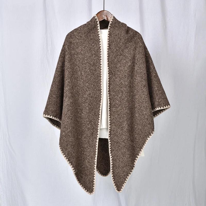 Einfarbiger Pashmina-Schal Dreieckstuch für Damen Herbst Winter Warm halten Cape Wraps Dicke Kaschmir-Stolen Schals Schal