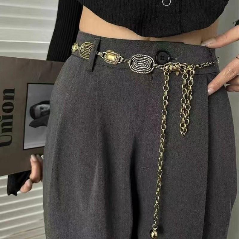 

Vintage Metal Chain Waist Belt Accessory For Women Ideal For Dresses Sweaters And Jeans Retro Black Gold
