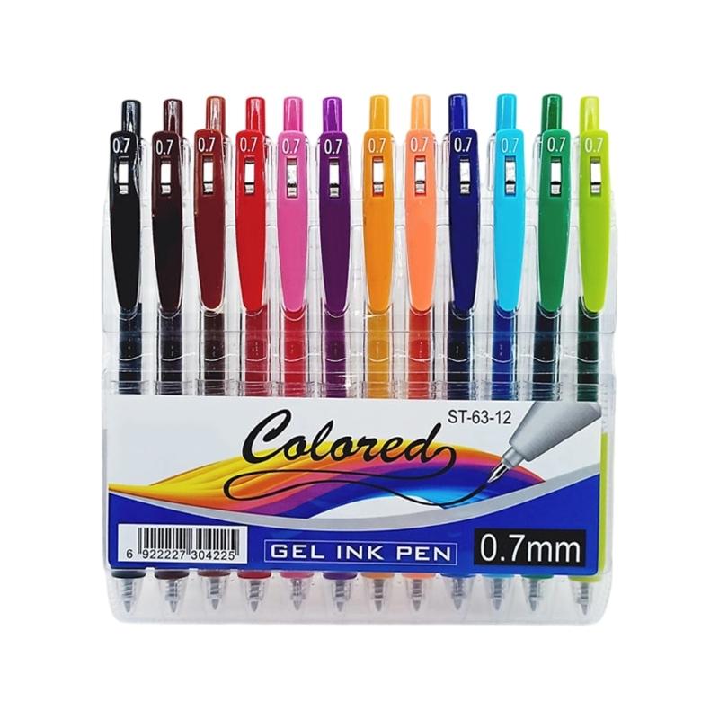 Caneta Gel Colorida Retrátil Caneta com Tintas Gel de Cores Sortidas Ponta 0,7 MM para Diário Caderno Planejador Anotações Scrapbooking