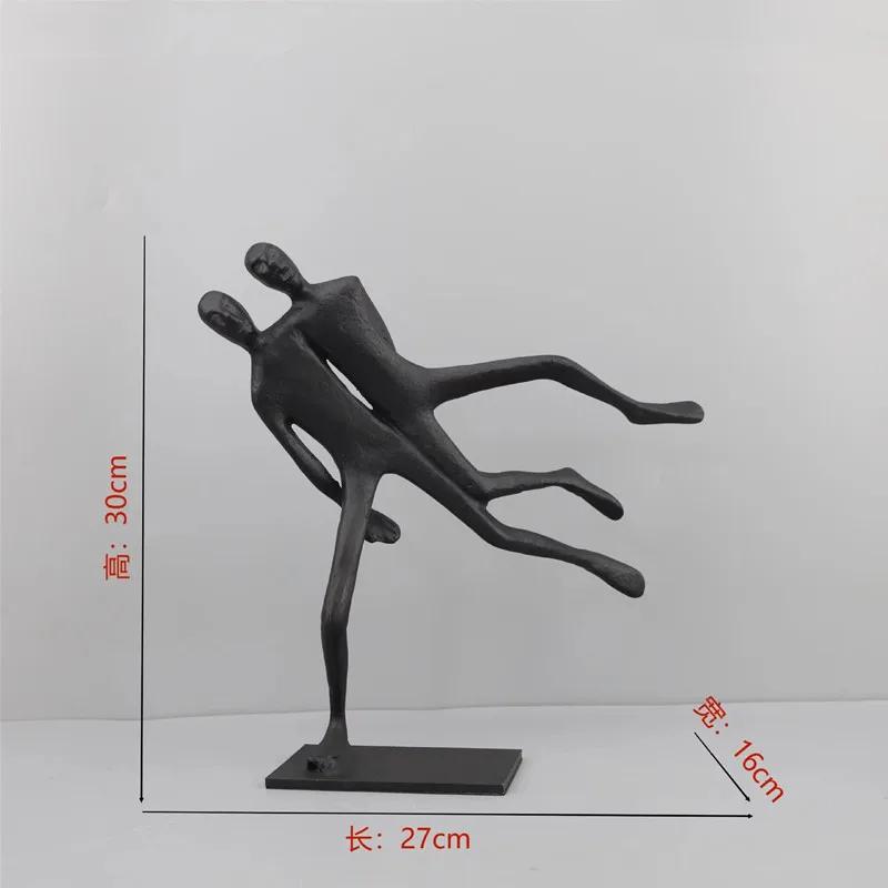 Metal Cast Iron Acrobatic Figure Sculptures, Home Decor, Black Abstract Art Figure Model Sculptures, Office Desk Ornaments