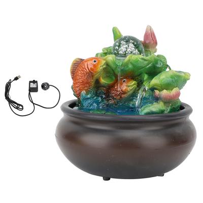 Usb Tafelbladfontein Regelbare Doorstroming Hars Koi Fontein Ornament Ambachten Met LED-verlichting voor Thuis