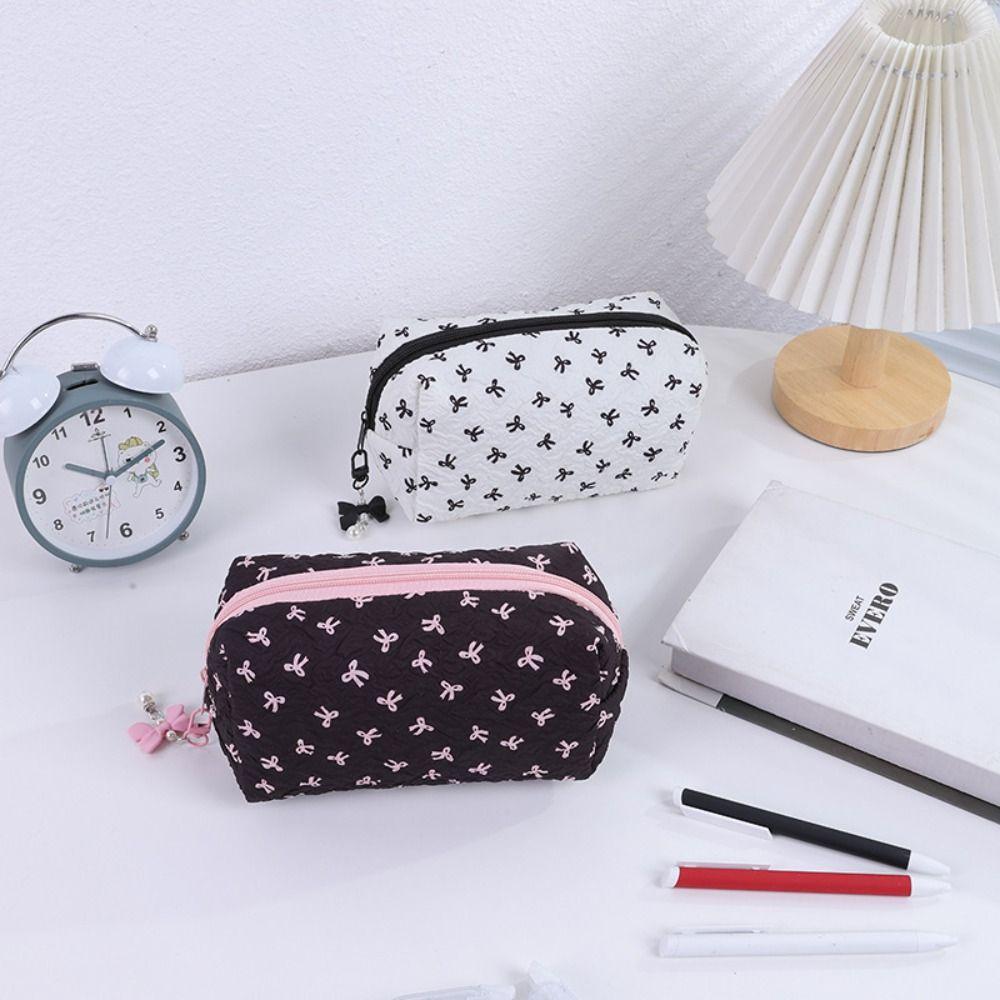 Bowknot Pencil Case Large Capacity Cosmetic Storage Bag Cartoon Pen Bag  Gift