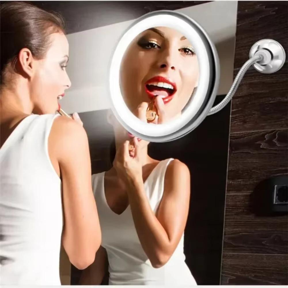 360 Degree Rotation Makeup Mirror 10x Magnifying Suction Cup Vanity Mirrors Touch Control Wall-Mounted Magnifying Makeup Mirror