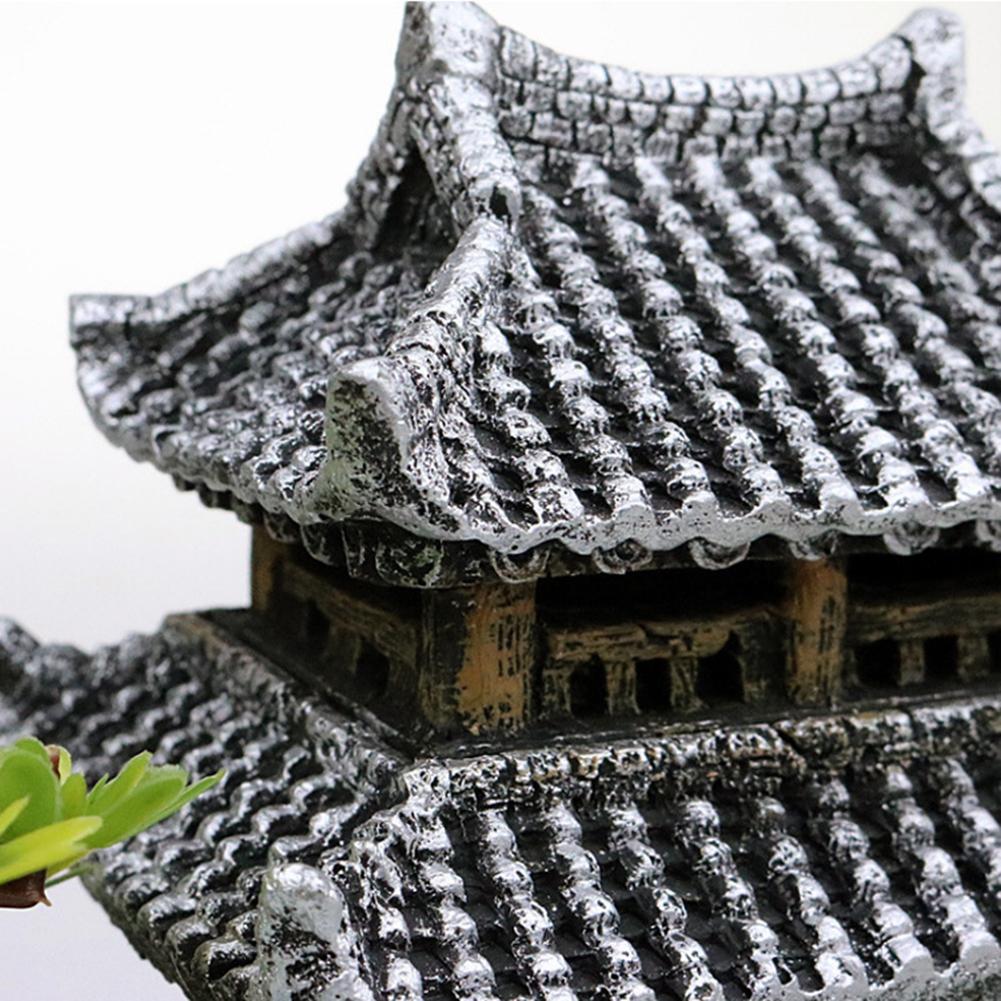 Resin Chinese 3D Printing Ancient Architectural Model Fish Shrimps Shelter House Layout Props For Fish Tank Aquarium Decoration