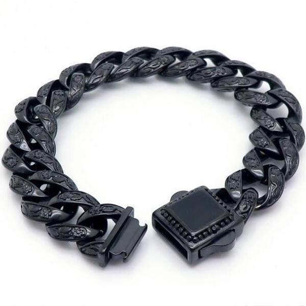 Steel Man Stainless Vintage 316l Bracelet For Men 15mm Width Curb Chain Bracelets Mens Birthday Jewelry Gifts For Dad Boyfriend