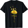 Faith Cross Sunflower Butterflies Flowers Tshirt Gift For Jesus Lover