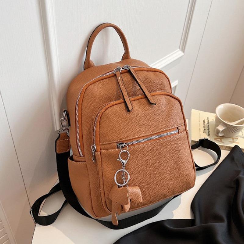 Schoolbag Backpack Women's Fashion Versatile Casual Korean Edition Student Textured Soft Leather Trend 1011 New Student Bag