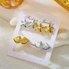 Vintage Gold Color Textured Starfish Shell Heart Stud Earrings Set For Women Chunky CCB Floral Earring Summer Aesthetic Jewelry