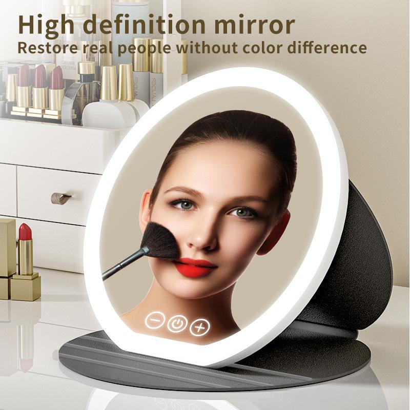 LED Makeup Mirror, Portable Mirror, Foldable with Light, Vanity Mirror, Desktop Fill Light Mirror
