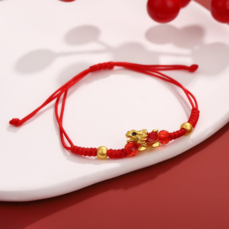 Dragon Auspicious Red Life Handmade Dragon Turtle Hand Rope Dragon Temple Little Red Rope Women's