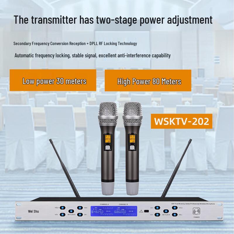Weishu WSKTV-202 Professional Dual Handheld Wireless Microphone System (CN Version)