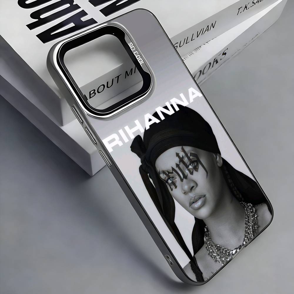 Singer R-Rihanna Phone Case For iPhone 17,16,15,14,13,12,11 Plus,Pro Max,Colored Silver Phone Case