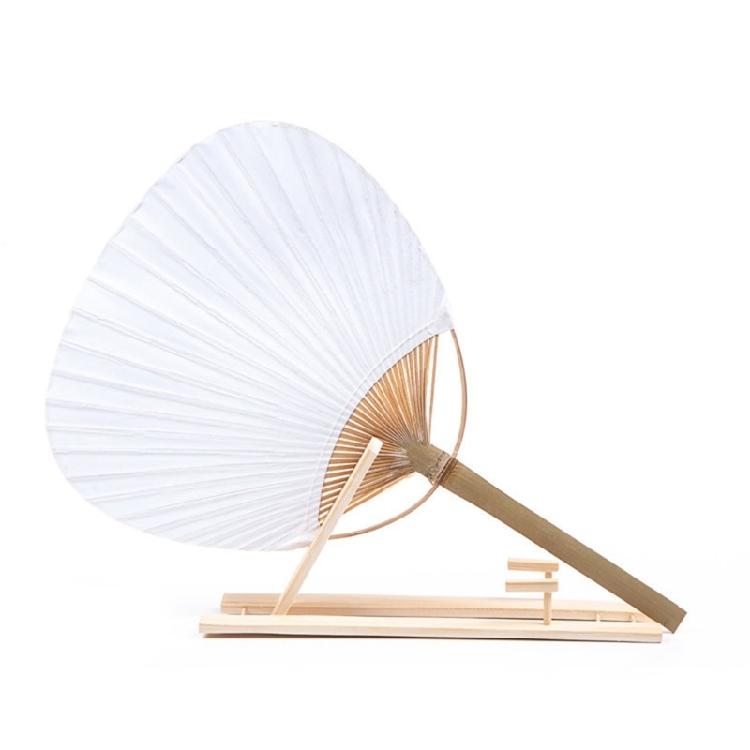 DIY Blank Paper Fan Bamboo Handle Children's Hand Painting Double sided Round Fan Art Material Fan  1PC