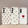 3D Wave Case For Samsung Galaxy A55 A17 A07 A35 A56 S26 S25 Ultra S24 S23 S22 Plus S25 FE Black Red Polk Dot Heart Cover Silicon