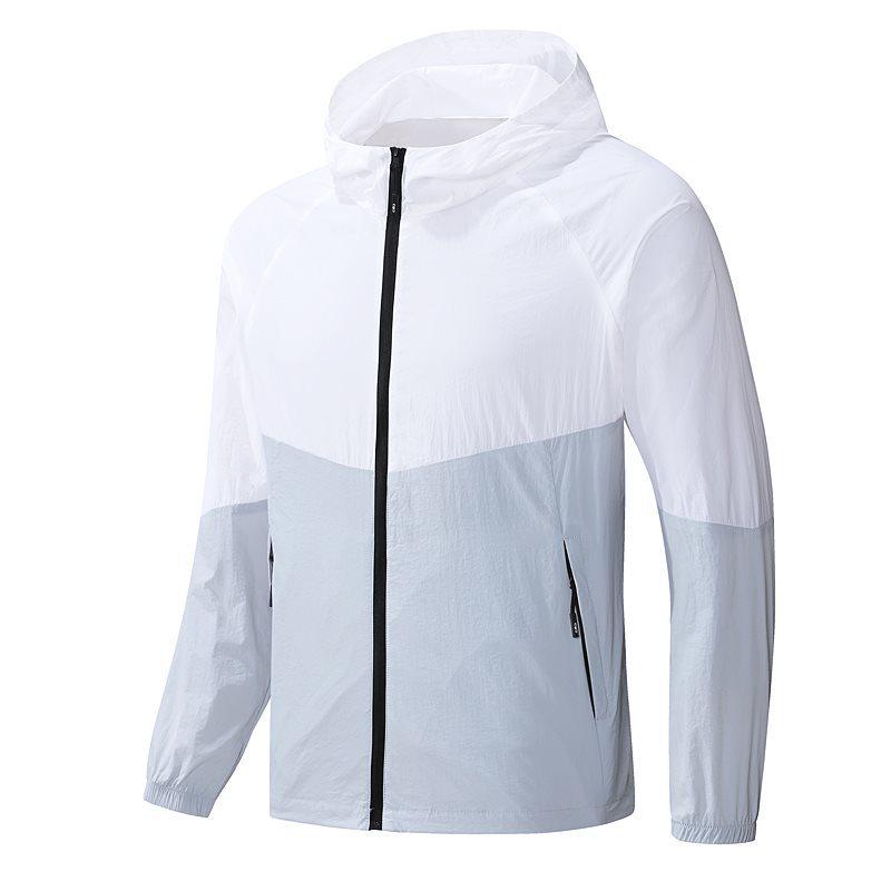 Men's Summer Hooded Color Block Sun Protection Jacket
