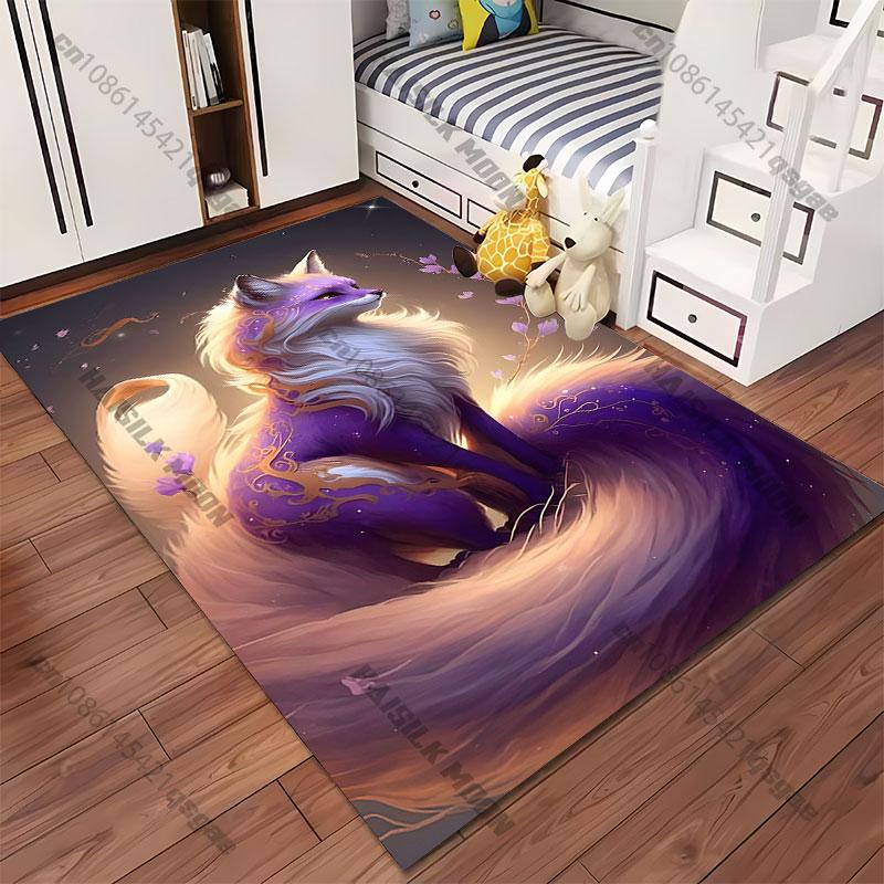 Mystical Fox Elegantly Glowing Carpet Yoga Living Room Room Decor Children's Crawling Mat Doormat Area Rug Games Mat