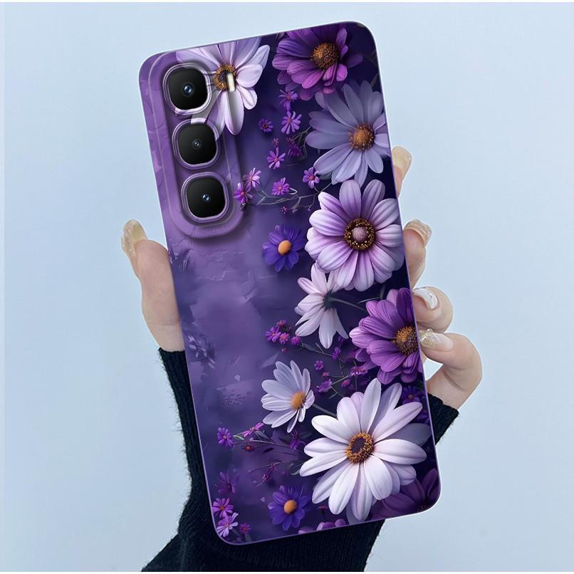 For Infinix Hot 60 Pro Plus Case Fashion Simplicity Flower Liquid Silicone Camera Protection Cover For Infinix Hot 60 Pro+ Capa